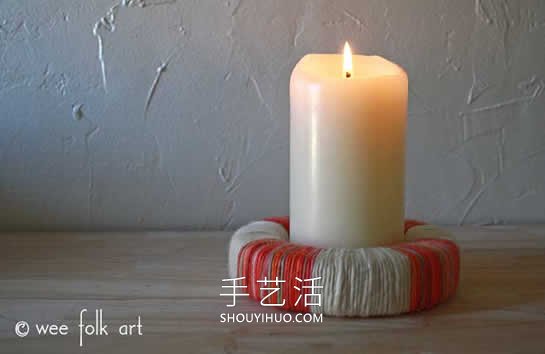 海綿上纏繞紗線 制作漂亮節(jié)日裝飾燭臺(tái)！ -  rpnrmr.com