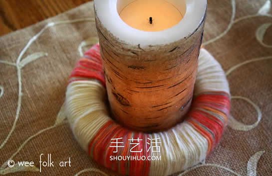 海綿上纏繞紗線 制作漂亮節(jié)日裝飾燭臺(tái)！ -  rpnrmr.com
