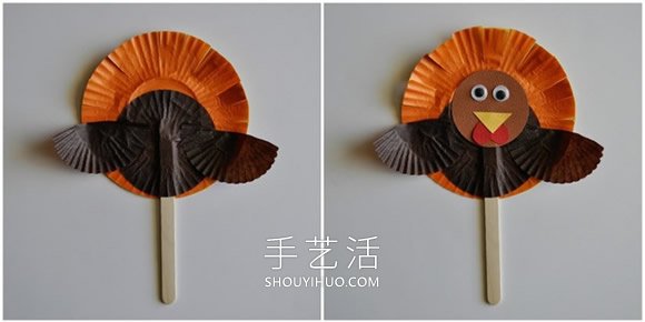 幼兒園手工制作蛋糕紙火雞木偶的做法教程 -  rpnrmr.com
