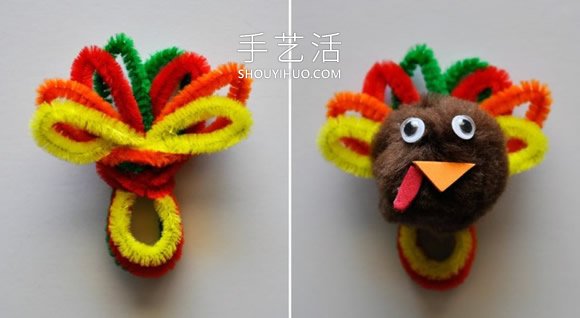 扭扭棒簡(jiǎn)單手工制作火雞戒指的做法教程 -  rpnrmr.com