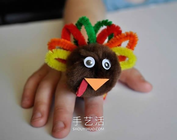 扭扭棒簡(jiǎn)單手工制作火雞戒指的做法教程 -  rpnrmr.com
