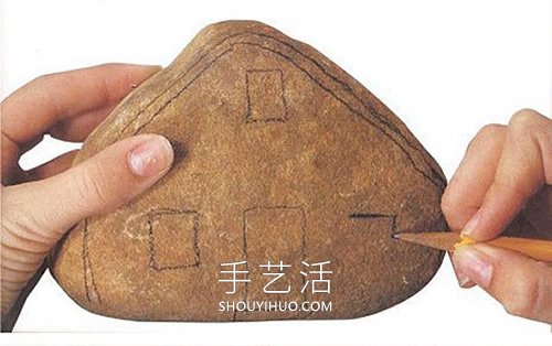 簡(jiǎn)單石頭畫小房子的畫法圖解教程 -  rpnrmr.com