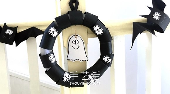 簡單萬圣節(jié)幽靈花環(huán)手工制作圖解教程 -  rpnrmr.com
