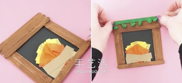 兒童手工制作圣誕節(jié)雪糕棍壁爐的做法教程 -  rpnrmr.com