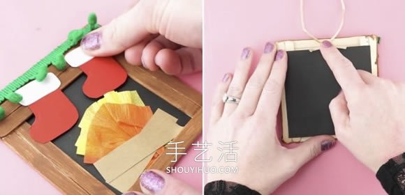 兒童手工制作圣誕節(jié)雪糕棍壁爐的做法教程 -  rpnrmr.com