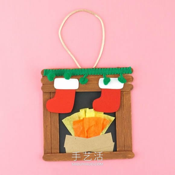 兒童手工制作圣誕節(jié)雪糕棍壁爐的做法教程 -  rpnrmr.com