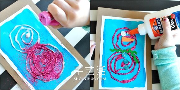 簡單閃亮圣誕節(jié)雪人賀卡的制作方法圖解 -  rpnrmr.com