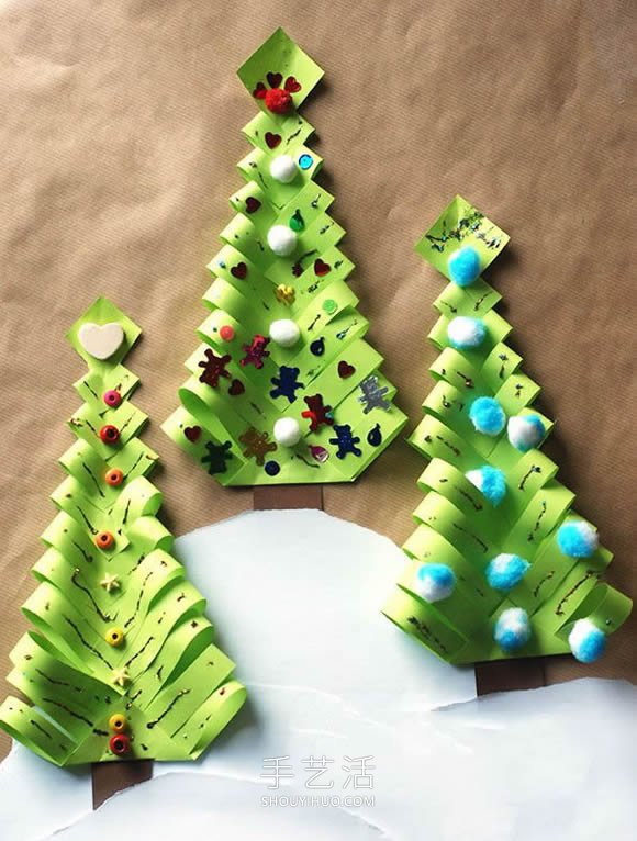 幼兒園手工制作卡紙圣誕樹的做法教程 -  rpnrmr.com