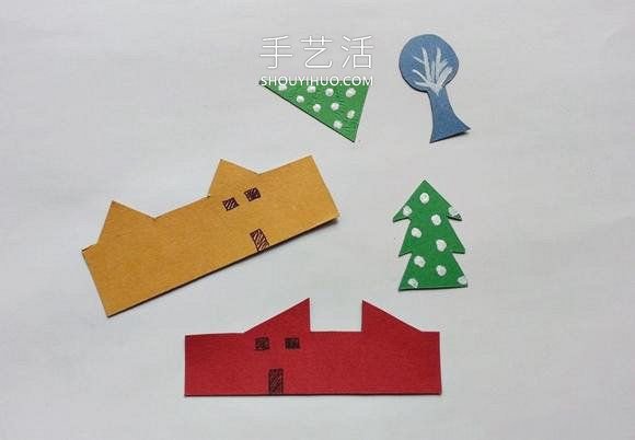 卡紙手工制作圣誕冬日小鎮(zhèn)的做法教程 -  rpnrmr.com