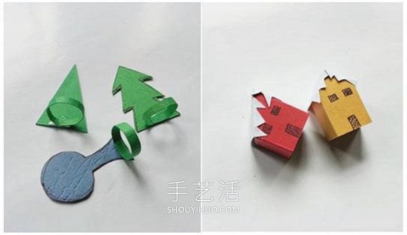卡紙手工制作圣誕冬日小鎮(zhèn)的做法教程 -  rpnrmr.com