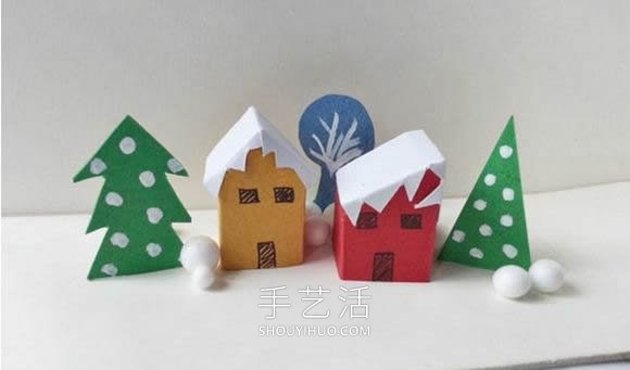 卡紙手工制作圣誕冬日小鎮(zhèn)的做法教程 -  rpnrmr.com