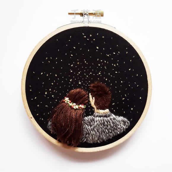 刺繡藝術(shù)家縫制眺望夜空的創(chuàng)意刺繡作品 -  rpnrmr.com