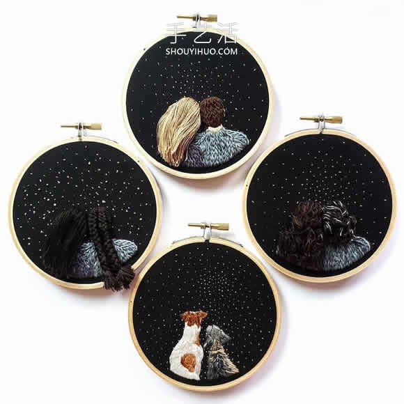 刺繡藝術(shù)家縫制眺望夜空的創(chuàng)意刺繡作品 -  rpnrmr.com