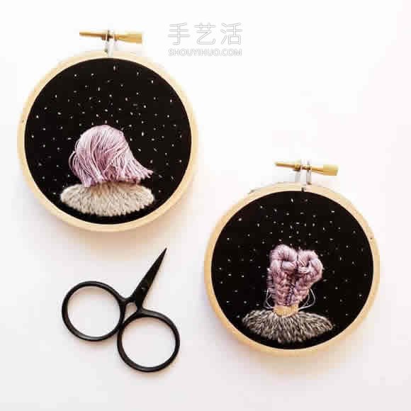 刺繡藝術(shù)家縫制眺望夜空的創(chuàng)意刺繡作品 -  rpnrmr.com