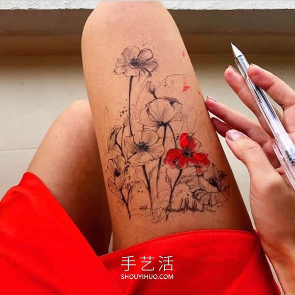 藝術(shù)家用自己大腿作為畫布 畫出精美水墨畫！ -  rpnrmr.com