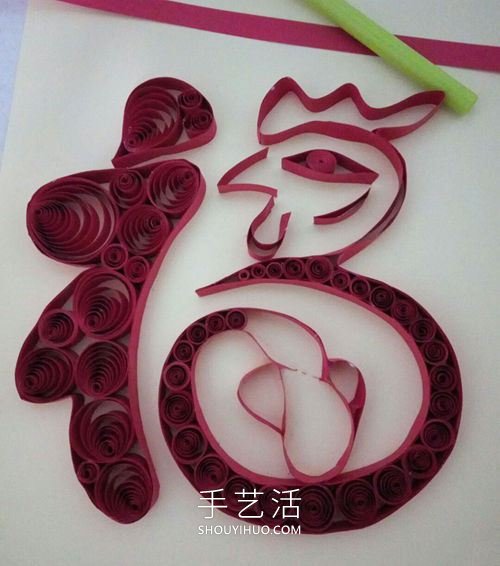 雞年福字衍紙手工制作方法圖解教程 -  rpnrmr.com
