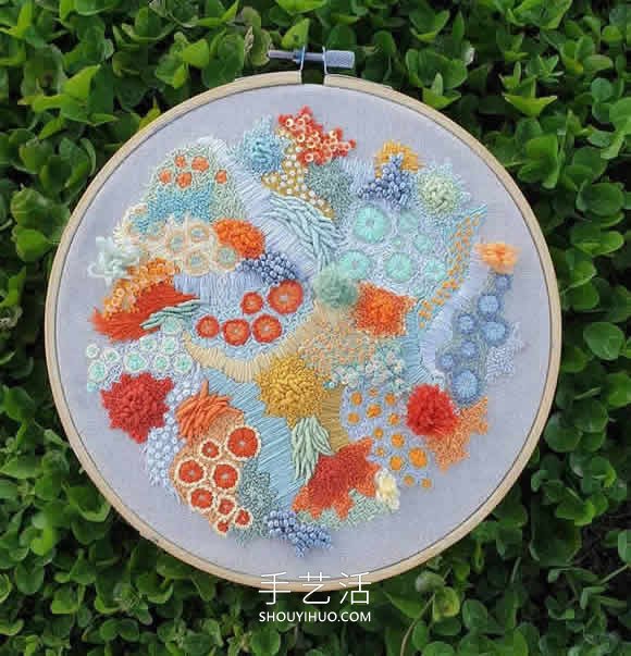 抽象刺繡作品：繡出苔蘚、地衣等的有機(jī)紋理 -  rpnrmr.com