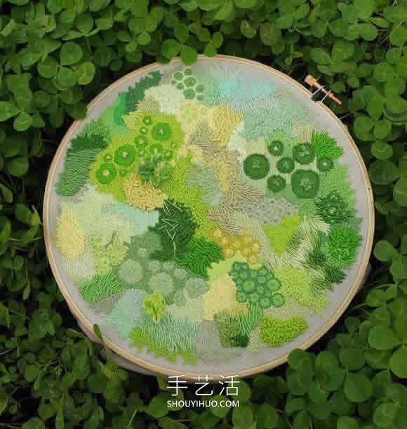 抽象刺繡作品：繡出苔蘚、地衣等的有機(jī)紋理 -  rpnrmr.com