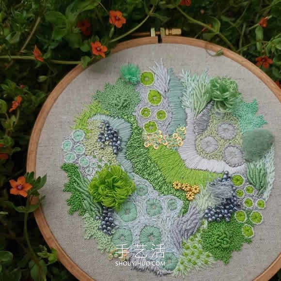 抽象刺繡作品：繡出苔蘚、地衣等的有機(jī)紋理 -  rpnrmr.com