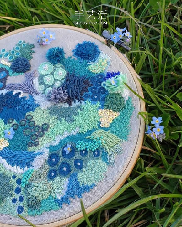 抽象刺繡作品：繡出苔蘚、地衣等的有機(jī)紋理 -  rpnrmr.com