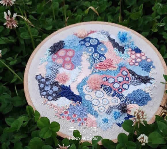 抽象刺繡作品：繡出苔蘚、地衣等的有機(jī)紋理 -  rpnrmr.com