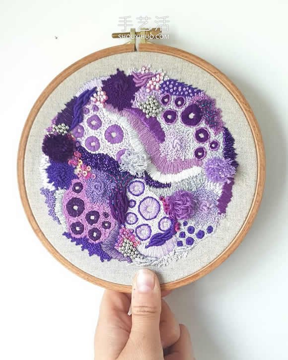 抽象刺繡作品：繡出苔蘚、地衣等的有機(jī)紋理 -  rpnrmr.com