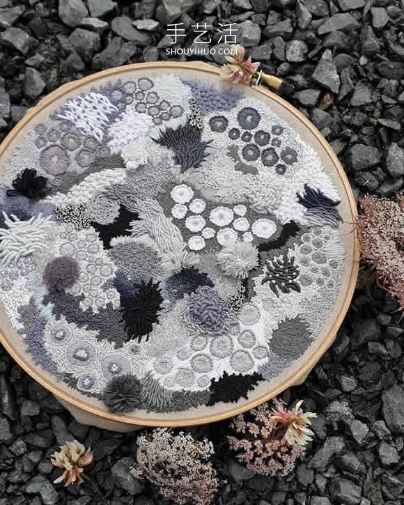 抽象刺繡作品：繡出苔蘚、地衣等的有機(jī)紋理 -  rpnrmr.com