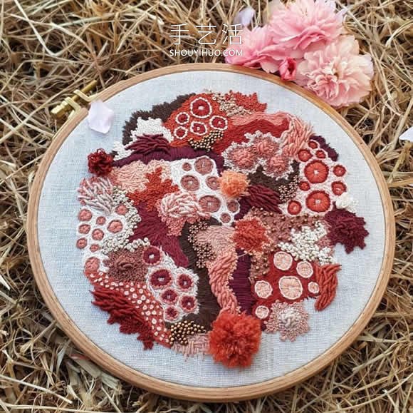 抽象刺繡作品：繡出苔蘚、地衣等的有機(jī)紋理 -  rpnrmr.com