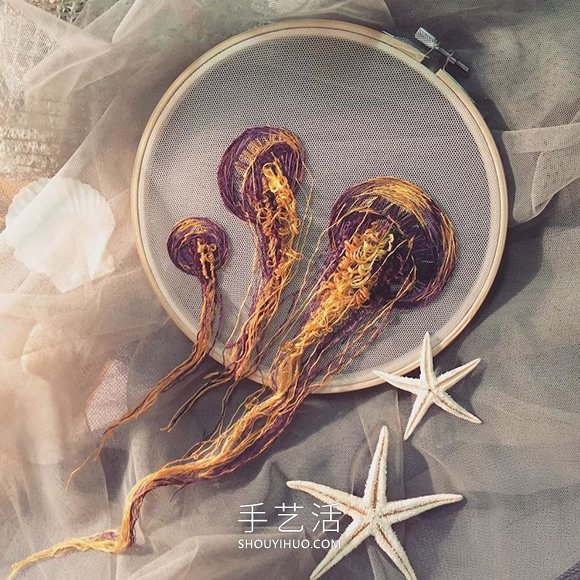 非凡的手工刺繡！繡出栩栩如生的立體水母 -  rpnrmr.com