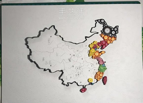 衍紙手工制作中國地圖裝飾品的做法教程 -  rpnrmr.com
