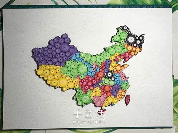 衍紙手工制作中國地圖裝飾品的做法教程 -  rpnrmr.com