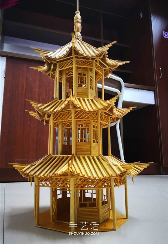 一次性筷子做古代塔的制作方法教程 -  rpnrmr.com
