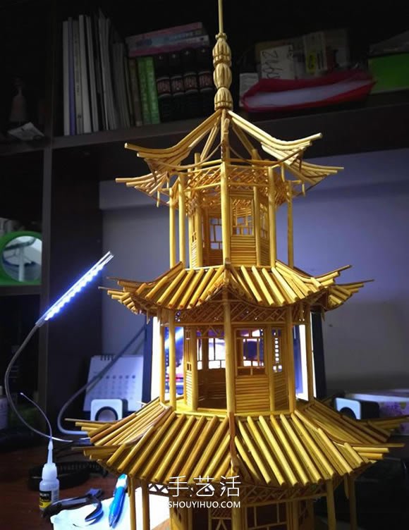 一次性筷子做古代塔的制作方法教程 -  rpnrmr.com