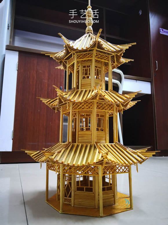 一次性筷子做古代塔的制作方法教程 -  rpnrmr.com