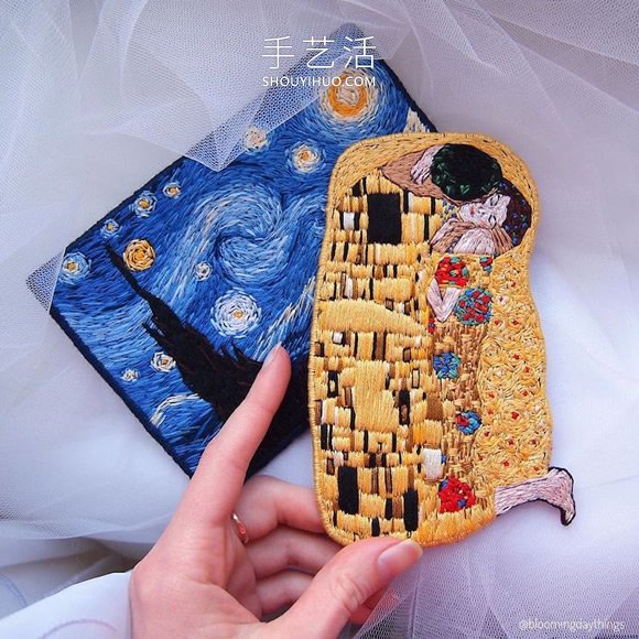用刺繡將最具標(biāo)志性的繪畫作品做成迷你胸針 -  rpnrmr.com