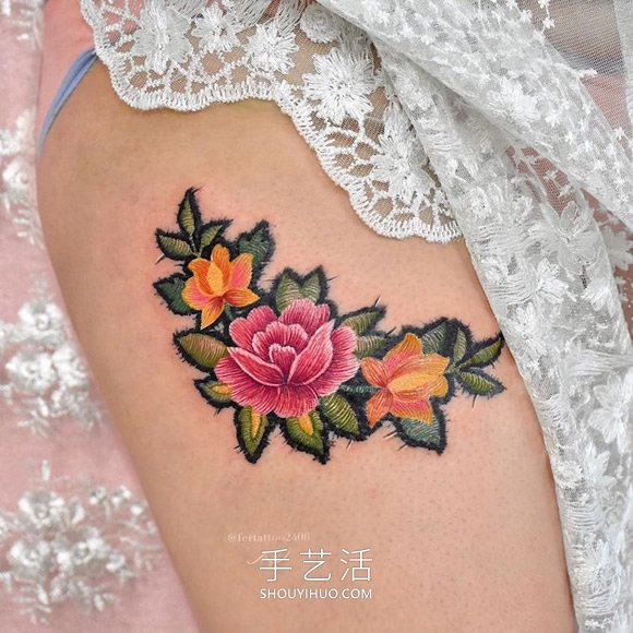 太驚艷！墨西哥紋身師“縫”出彩色花卉紋身 -  rpnrmr.com
