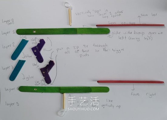 雪糕棍手工制作紙飛機(jī)橡皮筋彈射器的做法 -  rpnrmr.com