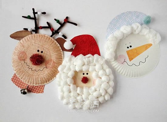 紙盤手工制作圣誕老人、馴鹿和雪人的做法 -  rpnrmr.com