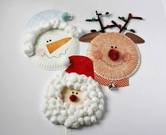 紙盤手工制作圣誕老人、馴鹿和雪人的做法 -  rpnrmr.com