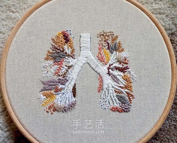 將器官以刺繡詮釋，讓肺部走過四季花開花落 -  rpnrmr.com