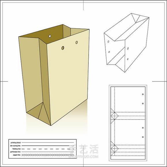 四款包裝紙袋展開(kāi)圖和效果圖 -  rpnrmr.com