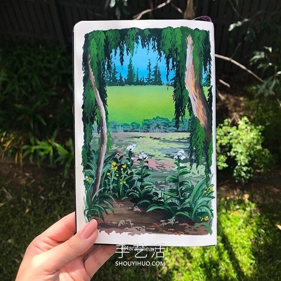 受吉卜力電影啟發(fā)，夢幻山水畫裝滿了她的素描本 -  rpnrmr.com