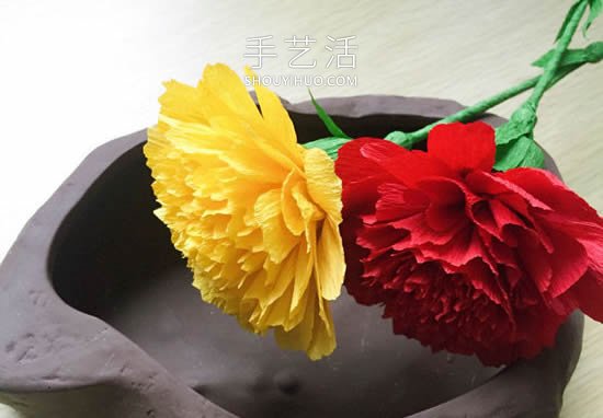 康乃馨皺紋紙花的手工制作方法圖解教程 -  rpnrmr.com