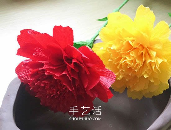 康乃馨皺紋紙花的手工制作方法圖解教程 -  rpnrmr.com