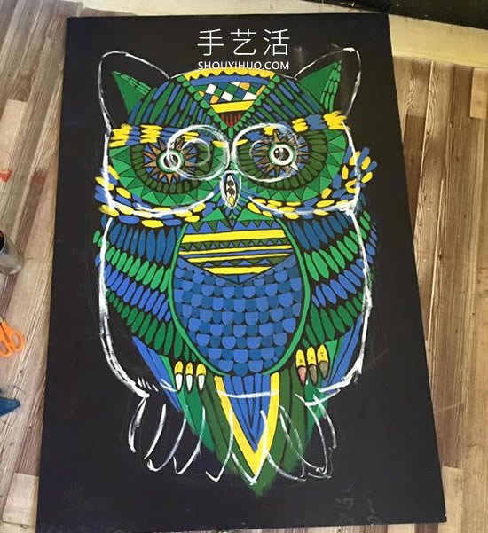 好看貓頭鷹紙貼畫制作方法圖解教程 -  rpnrmr.com