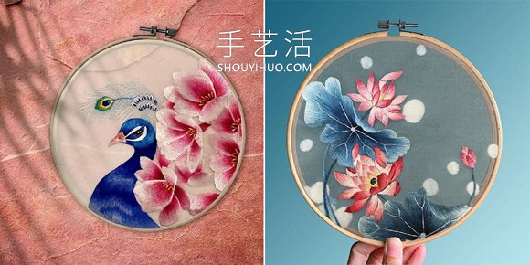 精致花鳥刺繡圖片！針線勾勒出絕美孔雀、花蝶 -  rpnrmr.com