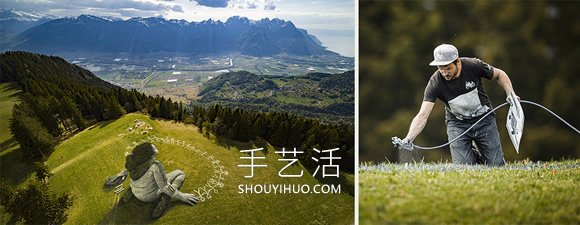 阿爾卑斯山草地壁畫(huà)！Saype的大型噴漆畫(huà)作品 -  rpnrmr.com