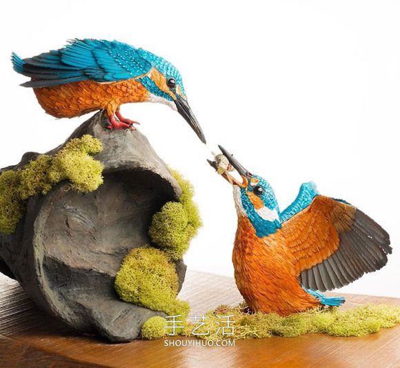 看起來像照片的逼真紙鳥雕塑作品 -  rpnrmr.com