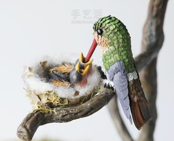 看起來像照片的逼真紙鳥雕塑作品 -  rpnrmr.com