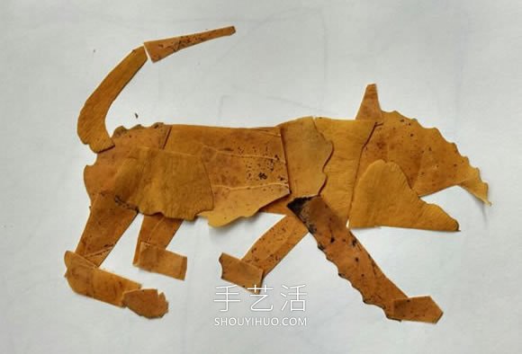 用樹(shù)葉粘貼一只豹子怎么做的教程 -  rpnrmr.com